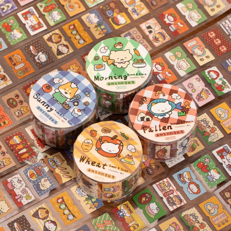 Washi Tape Rolls - Cartoon-Katzen-Washi-Tape-Set, 4 Stück, dekoratives Journal-Tape, Kawaii-Aufkleber,