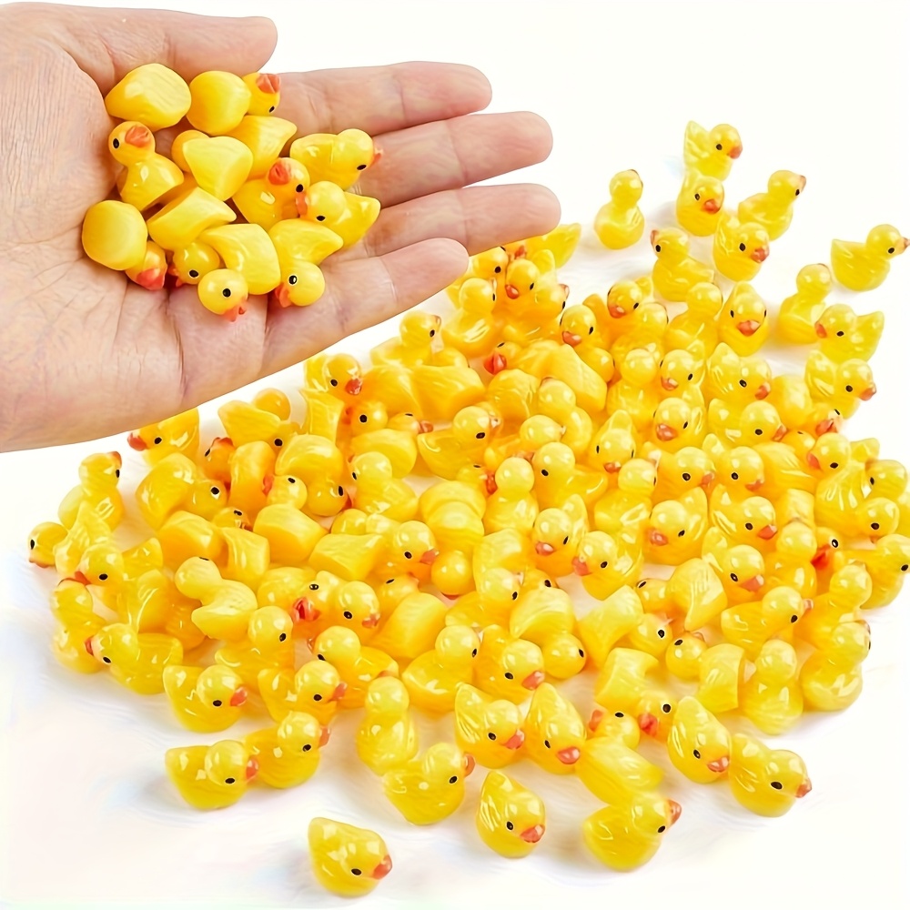 Art Craft Duck - 100 Stück Gelbe Mini-Enten aus Kunstharz,