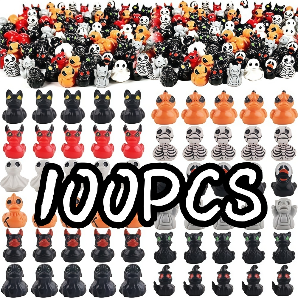 Art Craft Duck - 10/100 Stück Halloween Mini-Enten-Figuren, Teufel-Geist-Schädel aus