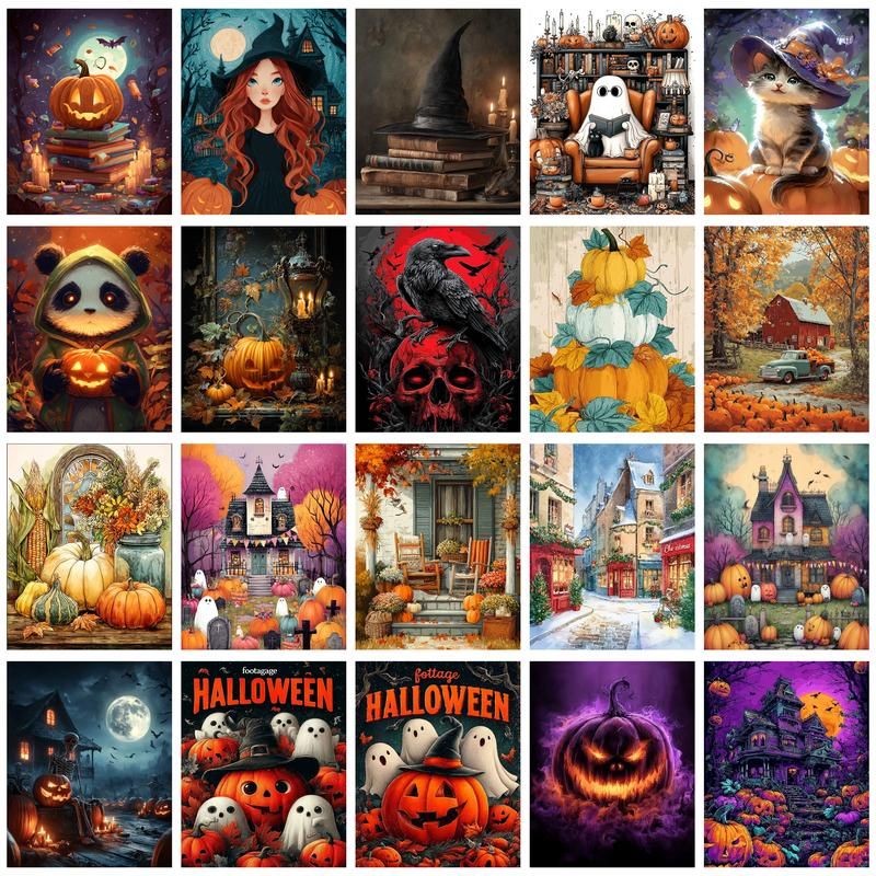 Art Craft Meaning - 40x50cm DIY-Rahmen Malen nach Zahlen Halloween-Landschaft