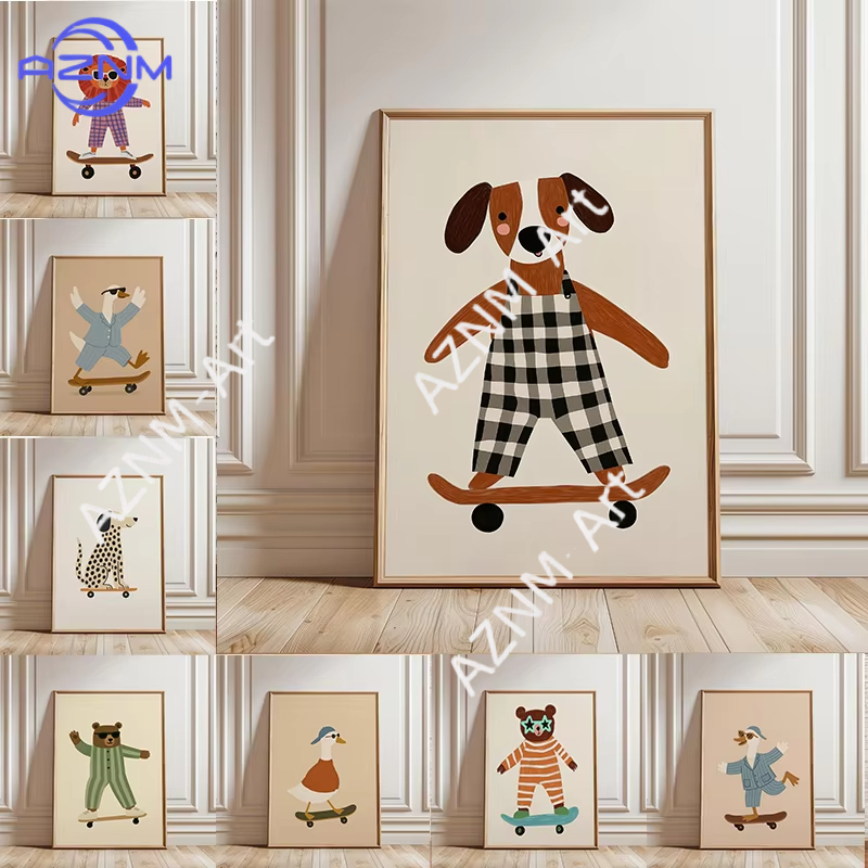 Art Craft Duck - 1 Stück Lustiges Tier-Skateboard-Poster Trendige Gans