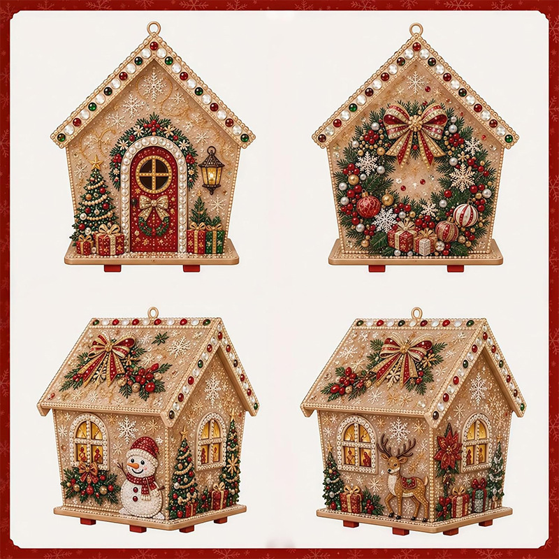 Art Craft Website - 3D-Diamant-Holzhaus-Perlen-Diamant-Kunstgemälde, Perlen-Bastelset, DIY-Perlen-Bastelset für Erwachsene, Heimdekoration,