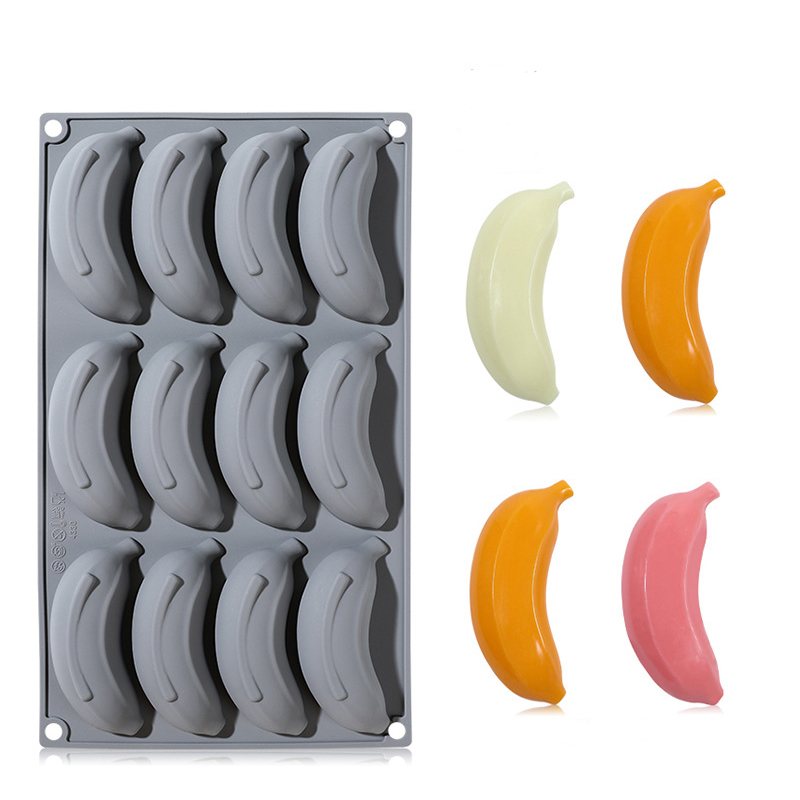 Art Craft Ice Cream - Silikon-Bananen-Mousse-Kuchenform, 12 Löcher, Simulation von Obst,