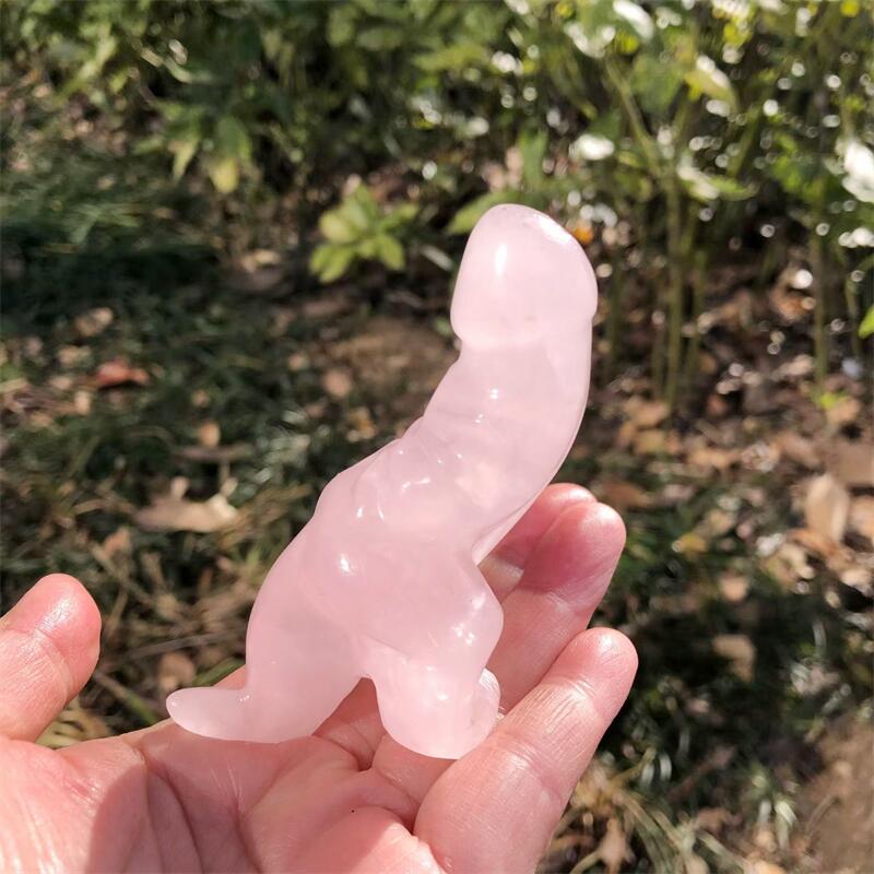 Art Craft Dinosaurs - 1 Stück Natürlicher Rosenquarz Cartoon Penis
